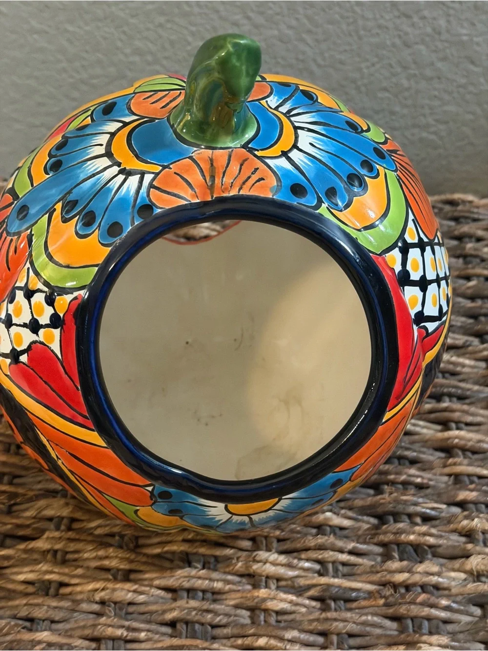 Talavera Pumpkin Luminaria Large – Hand Painted Mexican Jack O Lantern Decor